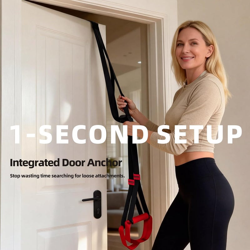 ROUUO Suspension Straps Trainer for Home Gym – Integrated Door Anchor for 1-Second Setup, All in One Bodyweight Resistance Straps for Indoor & Outdoor Fitness Training System - Image 2